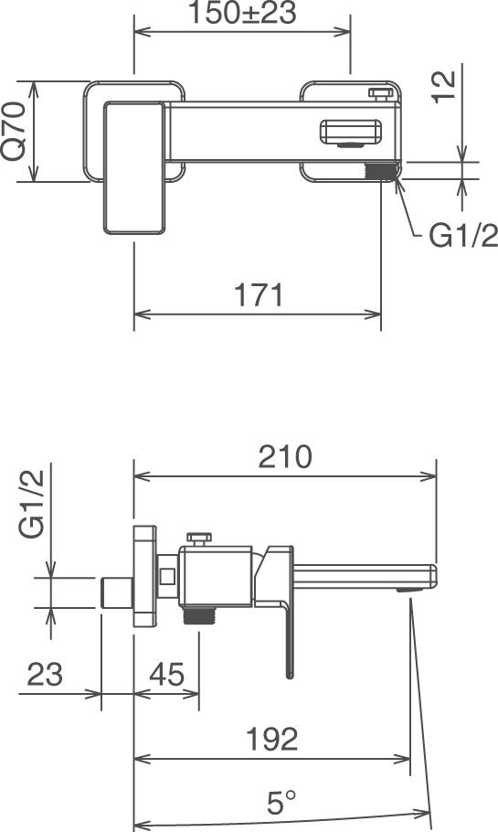 Смеситель La Torre Profili 45020S.CR для ванны с душем