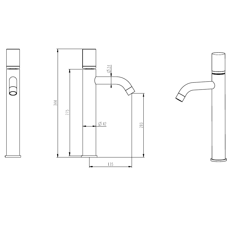 Смеситель для раковины Boheme Stick 122-G-MR-B, золото