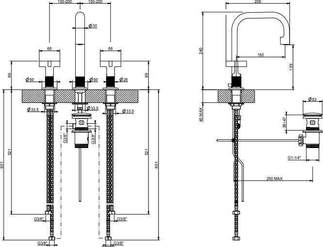 Смеситель для раковины Gessi Inciso 58113#246, золото