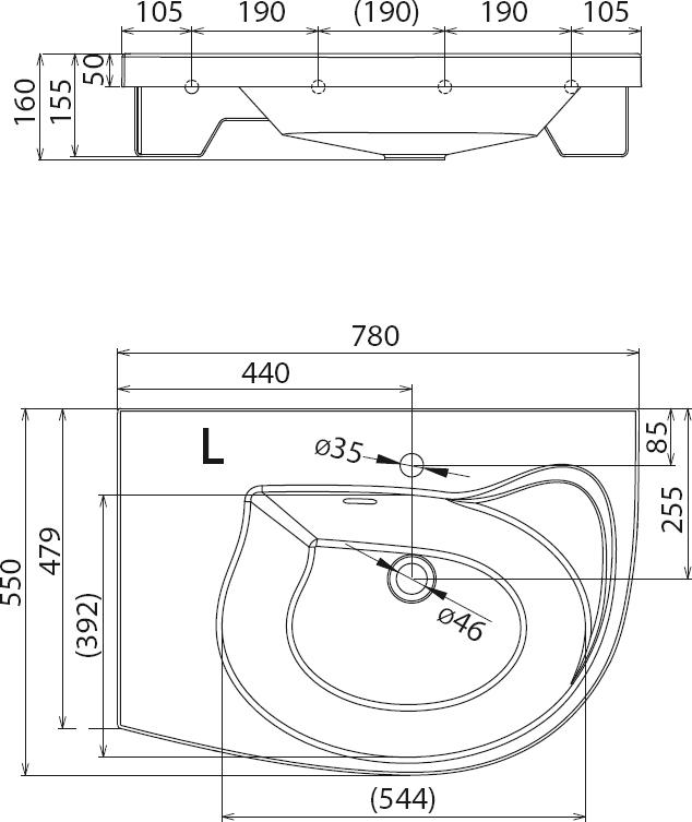 Умывальник Ravak Rosa Comfort L 78х55 XJ8L1100000