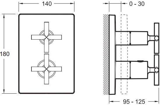 Смеситель термостатический для ванны Jacob Delafon Modulo E75395-CP