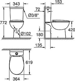 Напольный унитаз Grohe Bau Ceramic 39559000