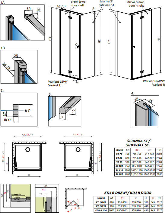 Дверь для душевого уголка 100 см Radaway Fuenta New KDJ B door 100 left 384083-01-01L стекло прозрачное