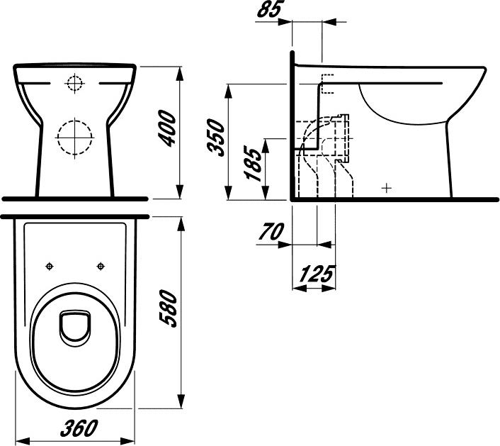 Приставной унитаз Laufen Pro 8.2295.1.000.000.1