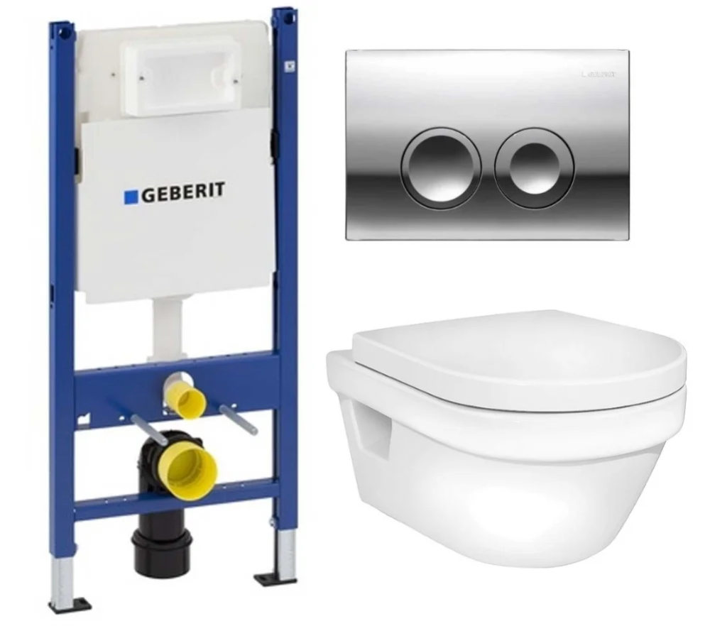 Инсталляция Geberit с безободковым унитазом Gustavsberg Hygienic Flush 5G84HR01, сиденье микролифт, комплект 196415