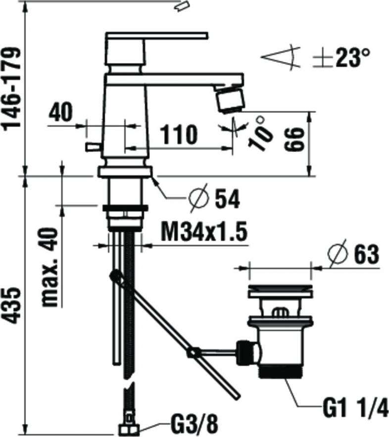 Смеситель Laufen New Classic 3.4185.1.004.111.1 для биде