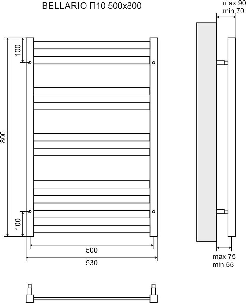 Полотенцесушитель электрический 50x80 см Lemark Bellario LM68810E П10, левый/правый