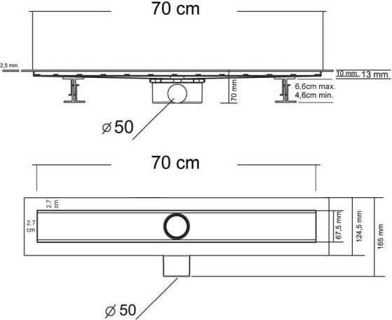 Душевой лоток Vincea Optima 70 SAY.601.70.B.M.S.BUK с решеткой, черный матовый