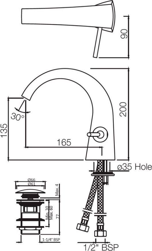 Смеситель для раковины Jaquar ARC-ABR-87011BCLW