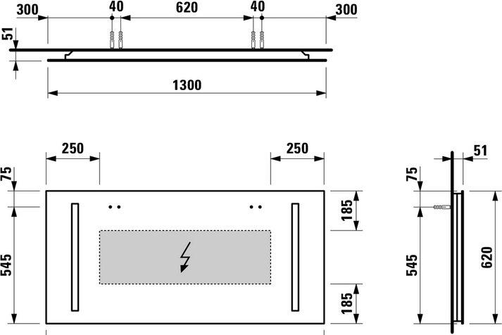 Зеркало Laufen Palace 4.4727.6.996.144.1 130x62 с вертикальной подсветкой