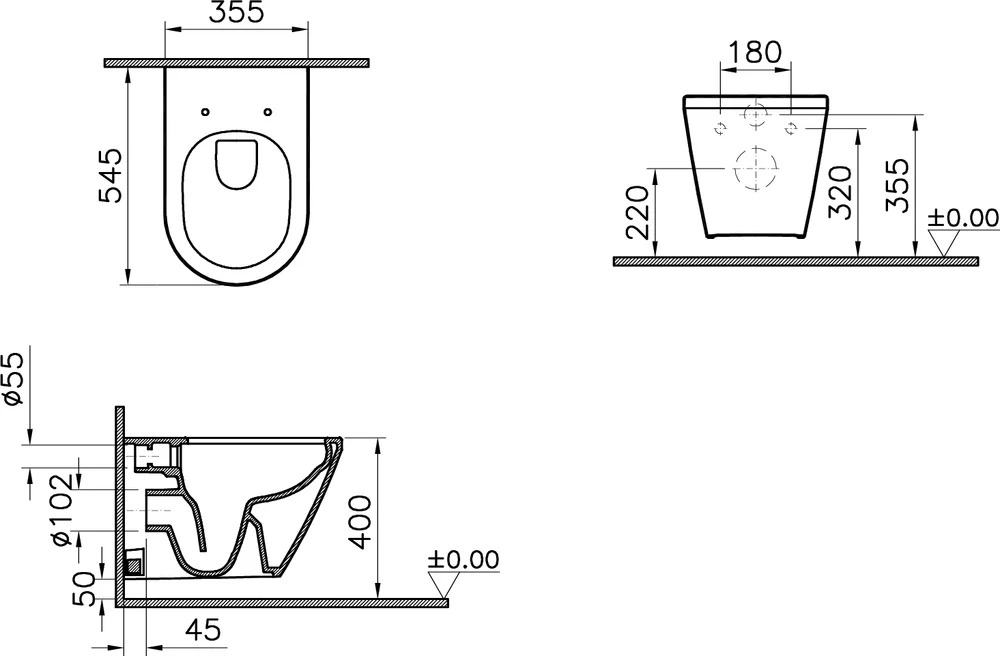 Комплект VitrA Integra Round L-box 9004B003-7202 подвесной безободковый унитаз + инсталляция + кнопка