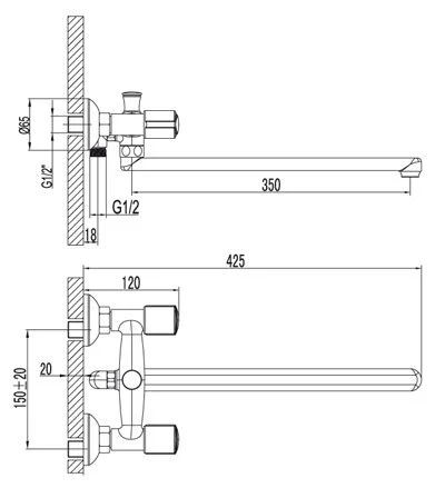 Смеситель для ванны с душем Lemark Merkado LM2301C хром