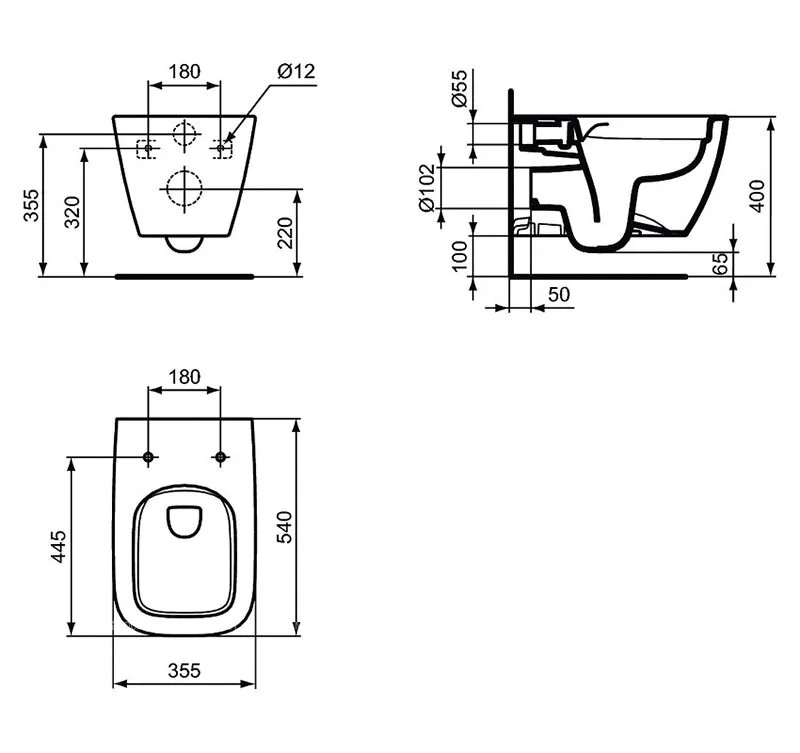 Подвесной унитаз безободковый Ideal Standard i.life B, T461401