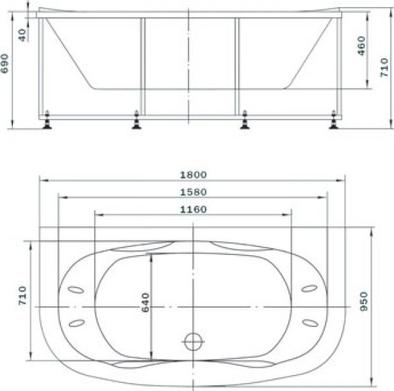 Акриловая ванна Aquatek Мелисса 180x95 см MEL180-0000015, белый