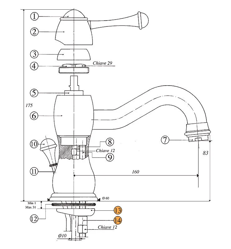 Смеситель для раковины Bandini Antico 850620KK00 золото