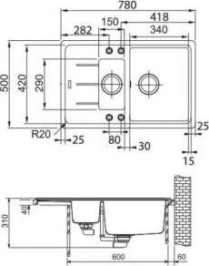 Кухонная мойка 97 см Franke Basis BFG 651 3,5" 114.0259.962, оникс