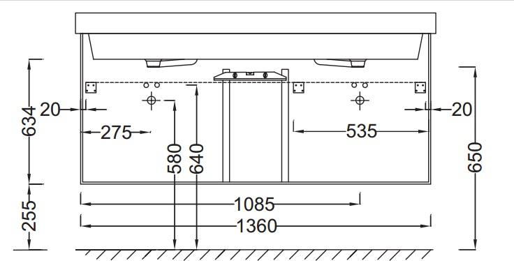 Тумба под раковину 135 см Jacob Delafon Soprano EB1335-N18 белый