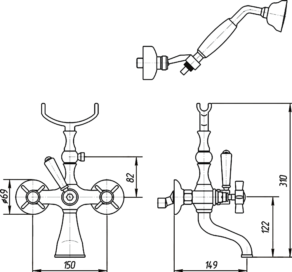 Смеситель Migliore Princeton ML.PRN-802 Br для ванны с душем