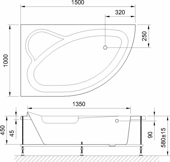 Акриловая ванна Royal Bath Alpine De Luxe 150х100 см RB819100DL-L с гидромассажем