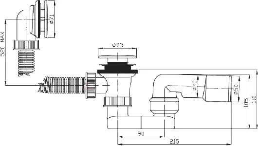 Слив-перелив Plastbrno EVK0150