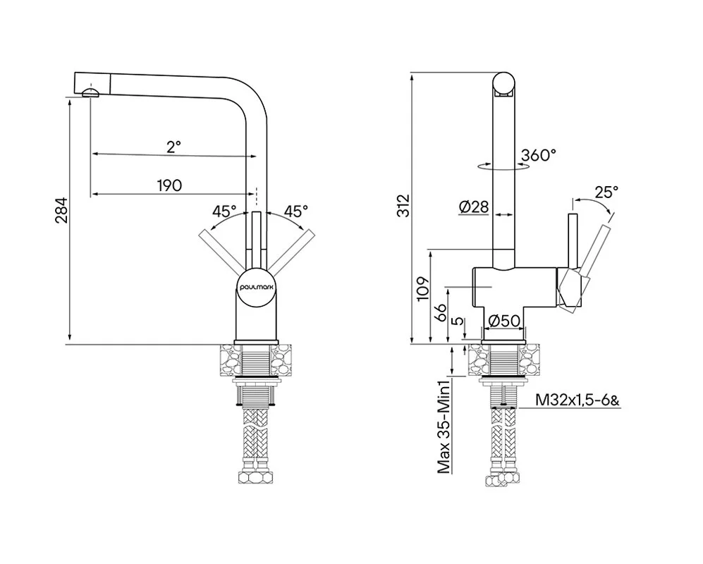 Смеситель для кухни Paulmark Spring Sp212067-GM черный