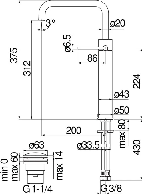 Смеситель для раковины Nobili Velis VE125158/2FLP, черный глянец