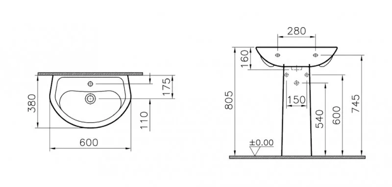 Раковина VitrA Arkitekt 9601B003-7650 белый