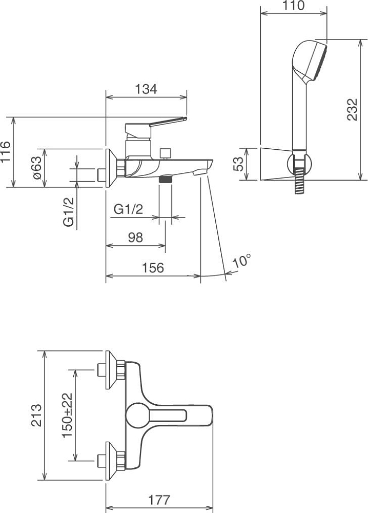 Смеситель La Torre Newpro 42020.CR для ванны с душем