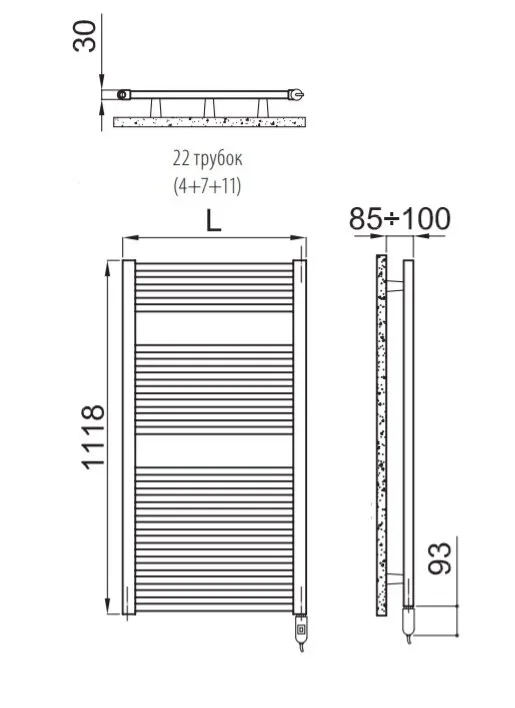 Полотенцесушитель электрический Irsap Ares EIM058I01IR01NNN белый