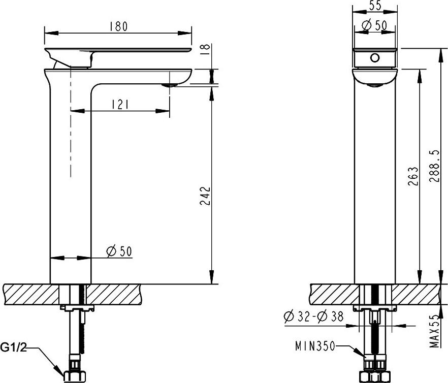 Смеситель для раковины Bravat Gina F165104C-A-ENG, хром