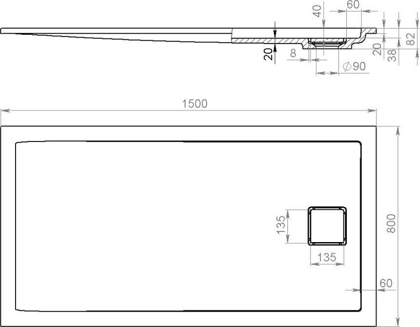 Душевой поддон Salini Capri 120211M 150x80 см, белый матовый