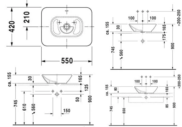 Раковина накладная Duravit Bacino 334520000 белый