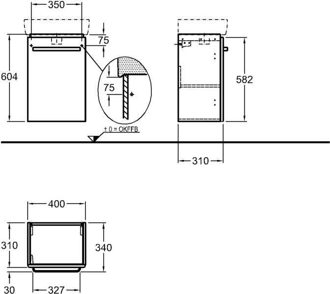 Тумба под раковину 40 см Geberit Renova Compact 862046000, серый