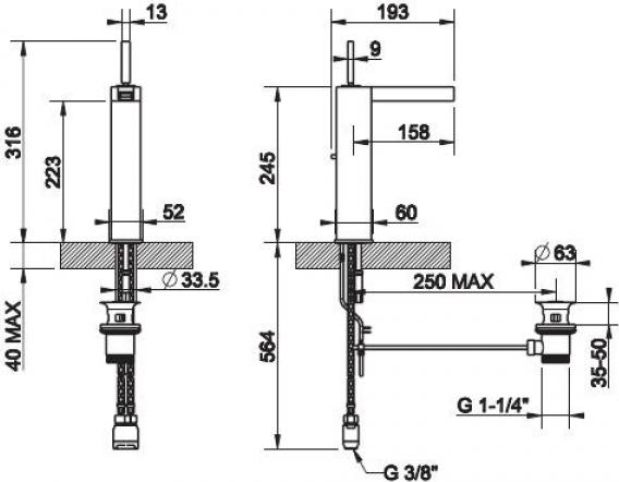 Смеситель для раковины Gessi Rettangolo 11983#031, хром