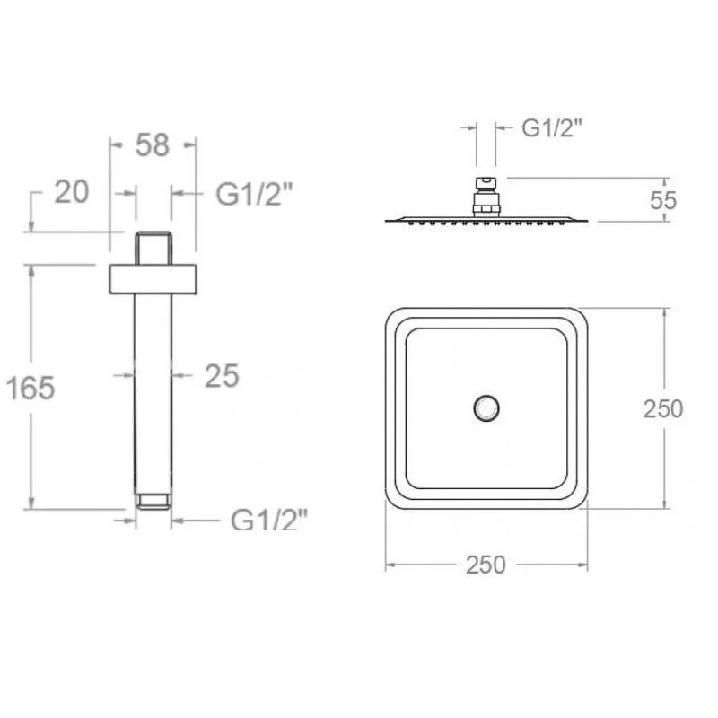 Душ верхний Ramon Soler BVKRK250NM черный