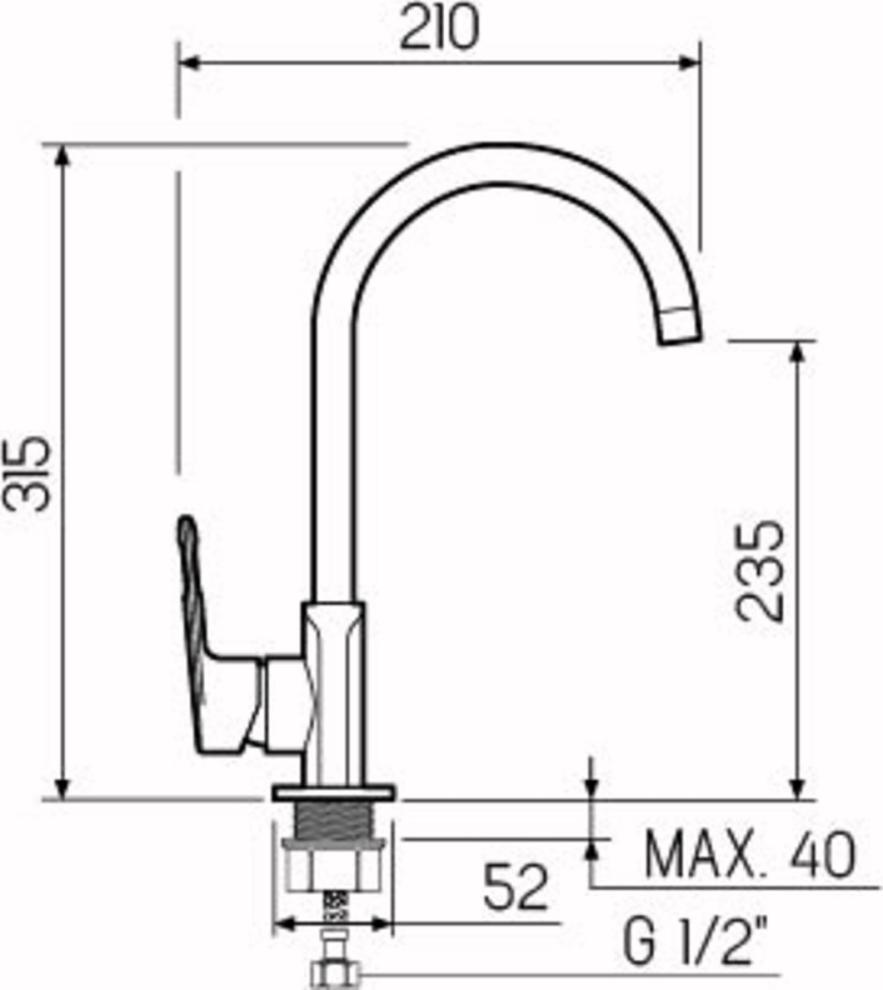 Смеситель для кухни РМС SL134-017F, хром