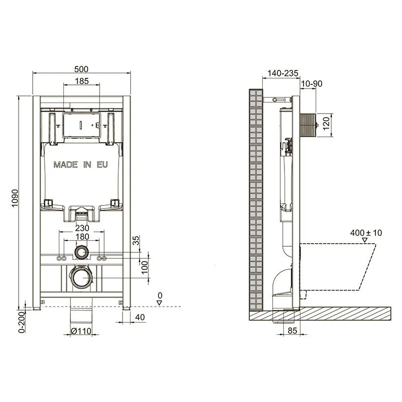 Инсталляция Jacob Delafon с безободковым унитазом Jacob Delafon Patio EDV102-00, сиденье микролифт, клавиша хром, комплект