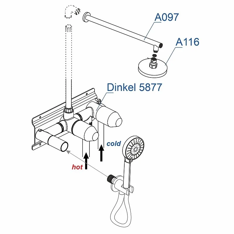 Душевая система WasserKRAFT Dinkel 5800 A16116 хром