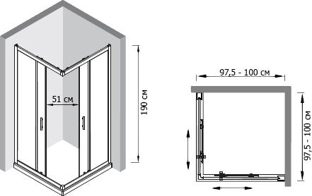 Душевой уголок Olive'S Granada C 100x100x190 стекло прозрачное