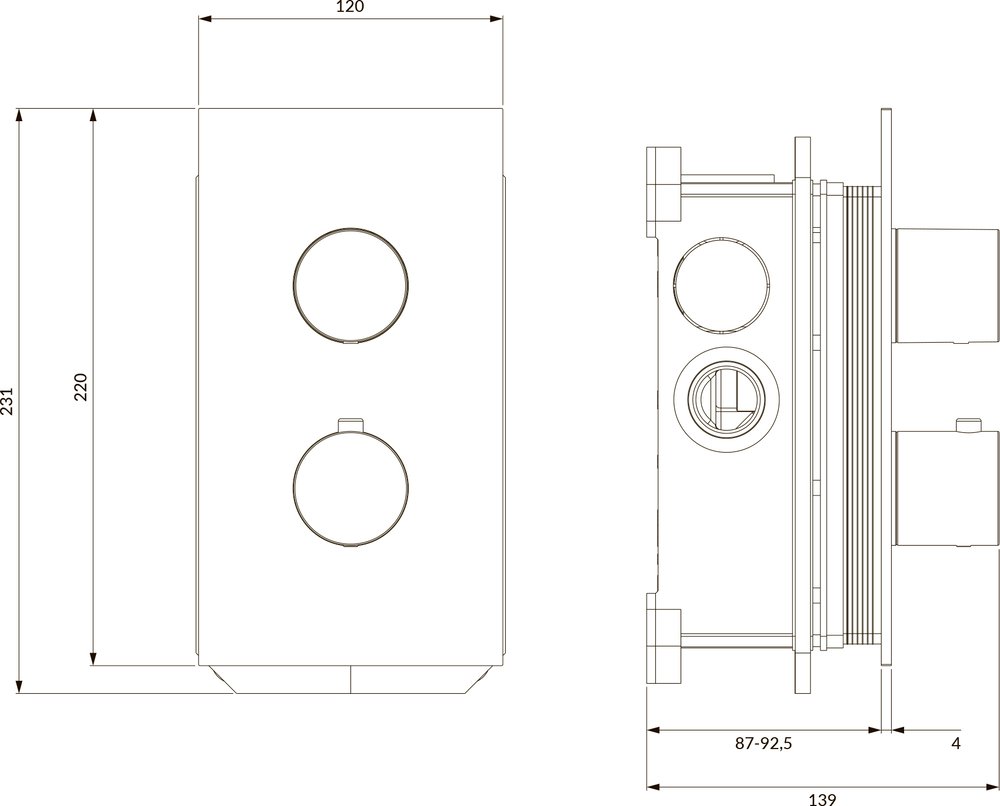 Смеситель для ванны с душем Omnires Contour CT8036GLB с термостатом, золото