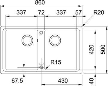 Кухонная мойка 86 см Franke Basis BFG 620 3,5" 114.0296.696, оникс