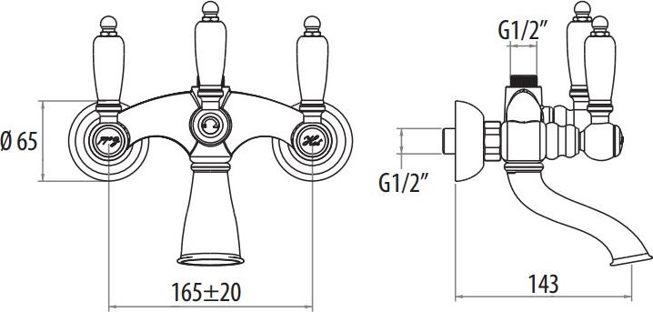 Смеситель для ванны с душем Gattoni Vivaldi Lever 1300613COcr, хром