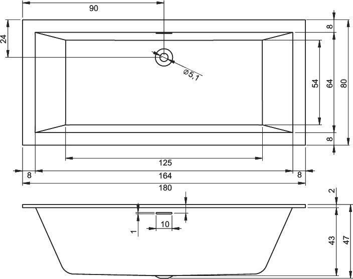 Акриловая ванна Riho Rething Cubic B106001005 180x80