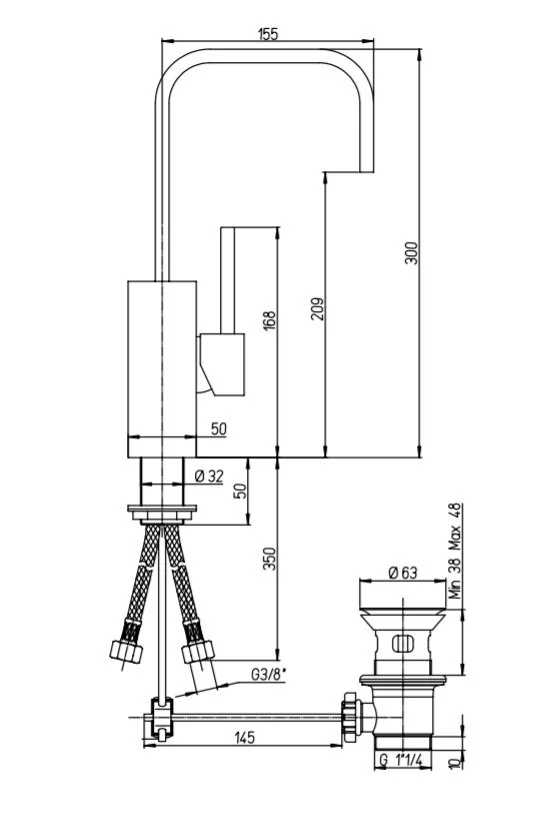 Смеситель для раковины Paini Dax-r-dax 84BY250 белый