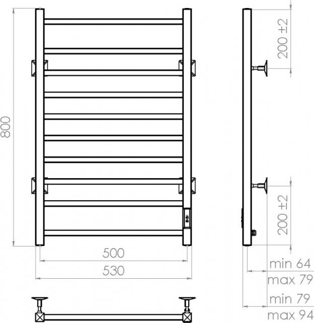 Полотенцесушитель электрический Vincea 50x80 VTD-1LWE, белый матовый