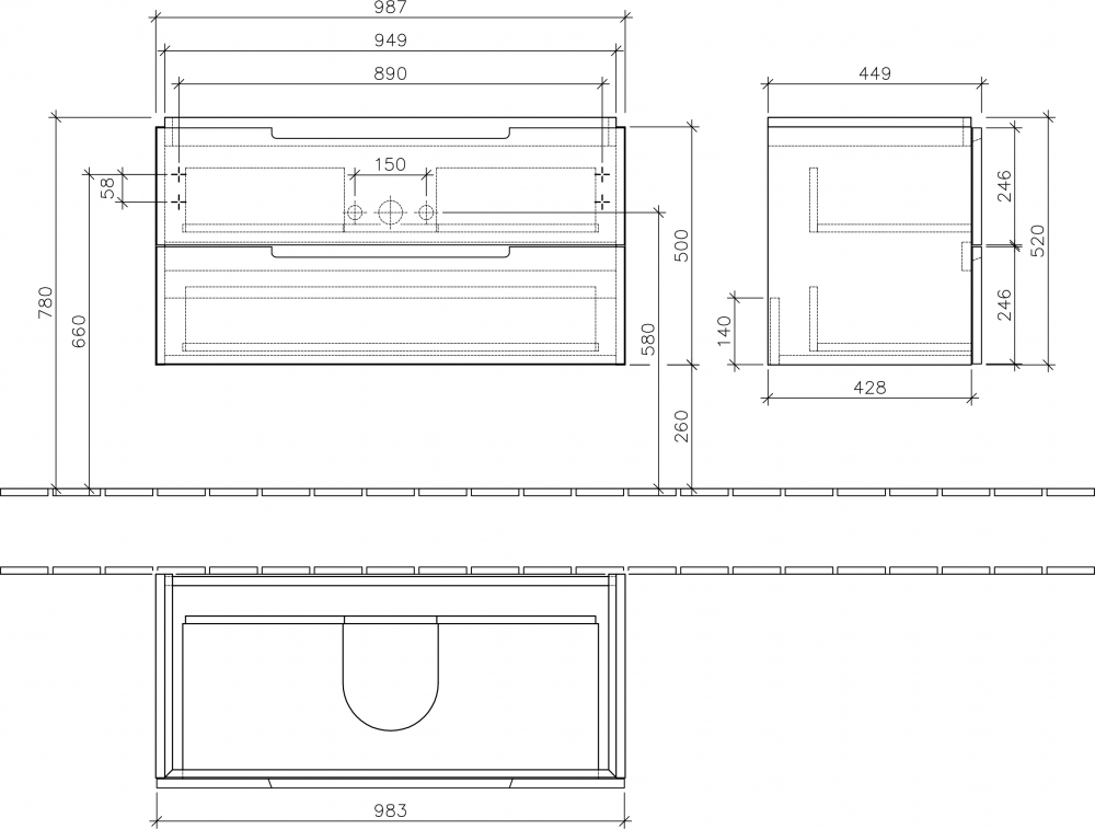 Тумба с раковиной Villeroy & Boch Subway 2.0 100 glossy white