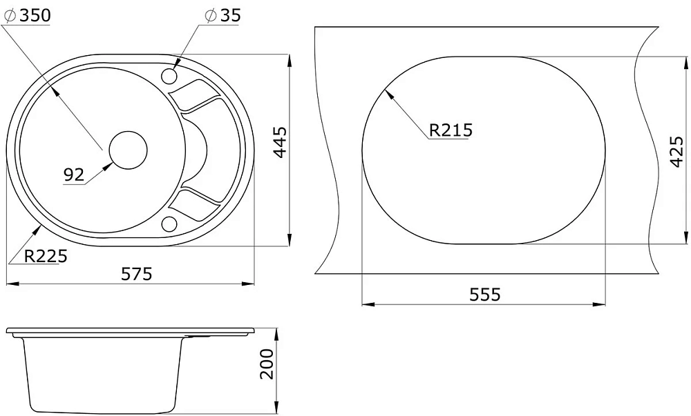 Кухонная мойка Granula GR-5802 Ут000006302 черный