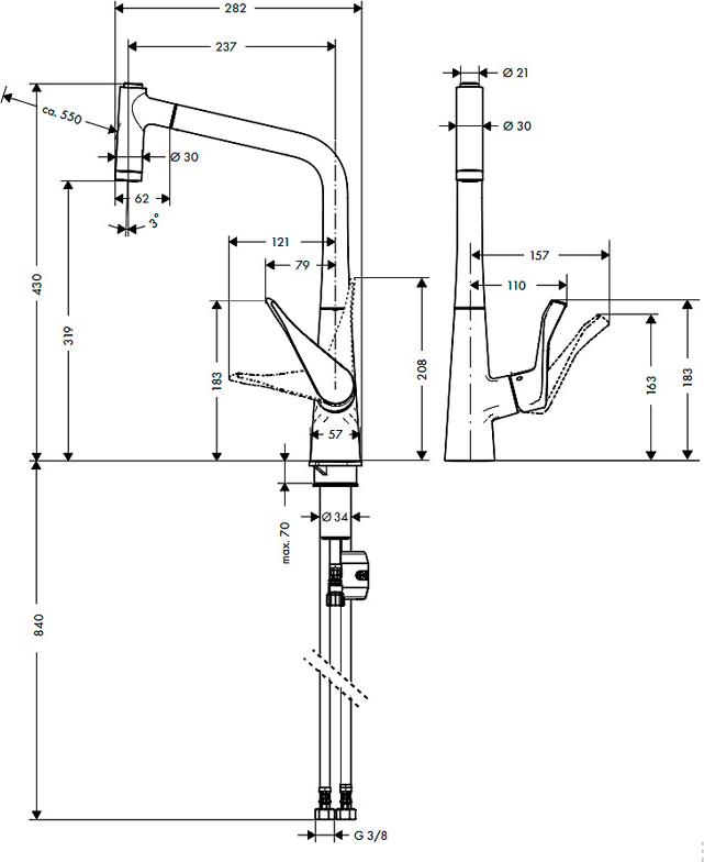 Смеситель для кухонной мойки Hansgrohe Metris 14820000, хром