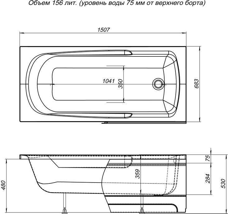 Акриловая ванна Aquanet Extra 150х68 00208672