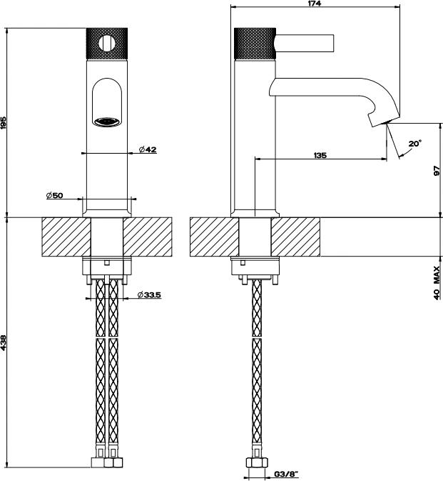 Смеситель для раковины Gessi Inciso 58002#246, золото